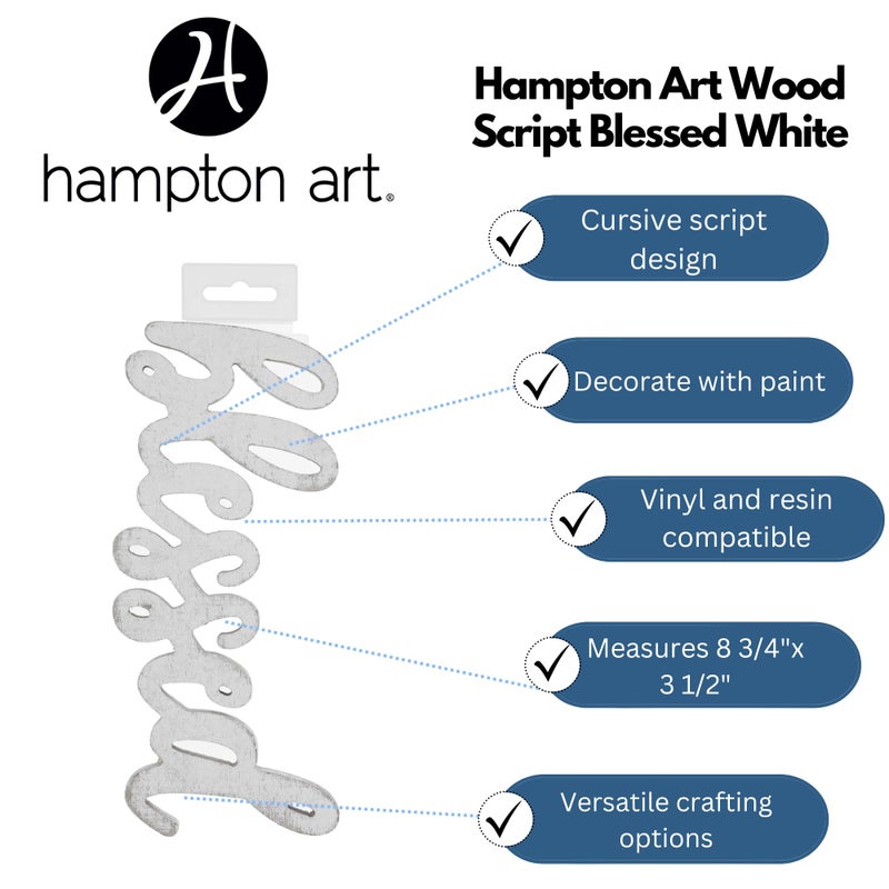 Hampton Art Wood Script, Blessed, 8 3/4" X 3 1/2" X 1/2", Wood Cutout, Word Cutouts for Crafts, Wooden Words for Crafts, Wooden Cut Out Letters, Laser Cut Words, Large Size - Image 2